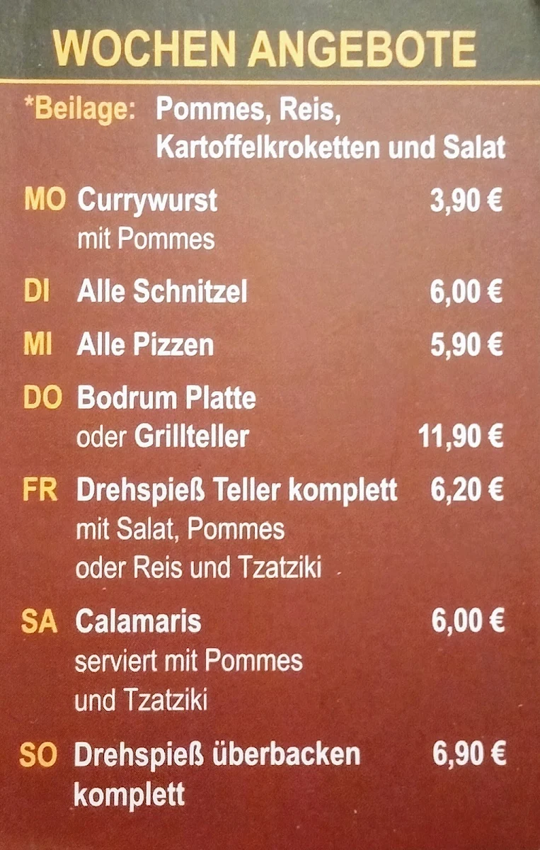 Speisekarte, Bei Kurt Kebaphaus