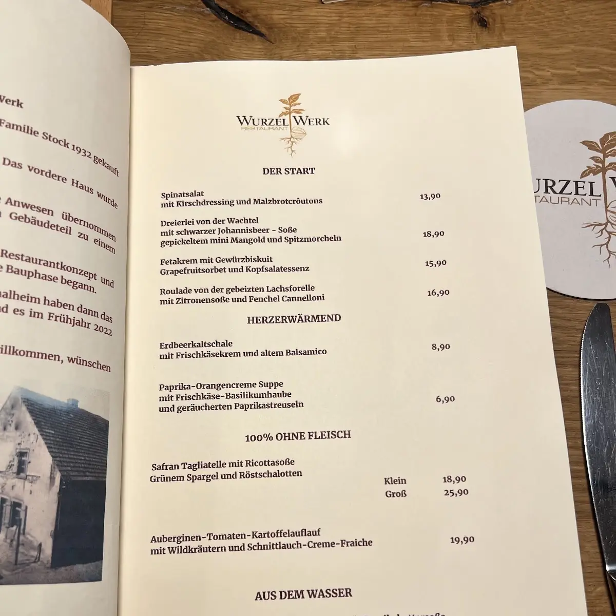 Speisekarte, Restaurant WurzelWerk - Benjamin Bendzko