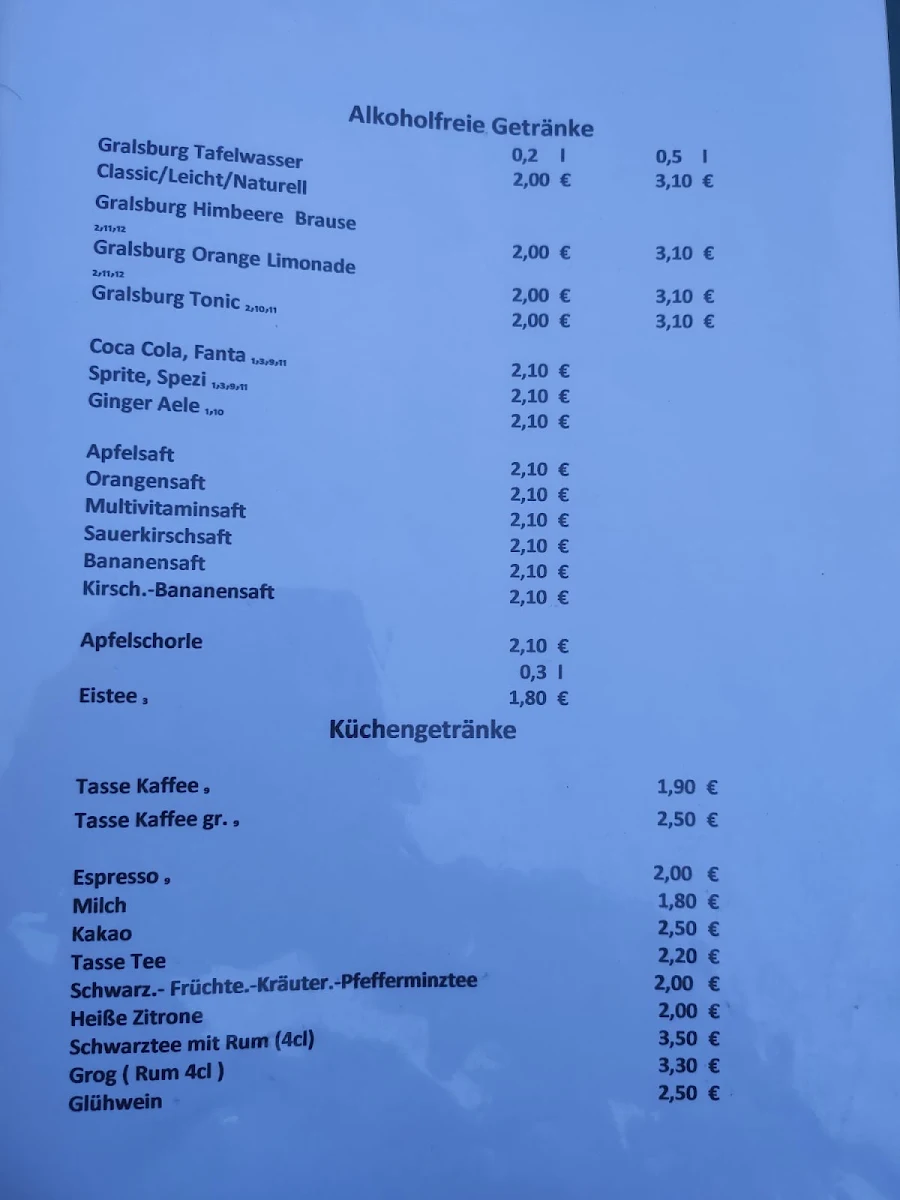 Speisekarte, Schützenhof