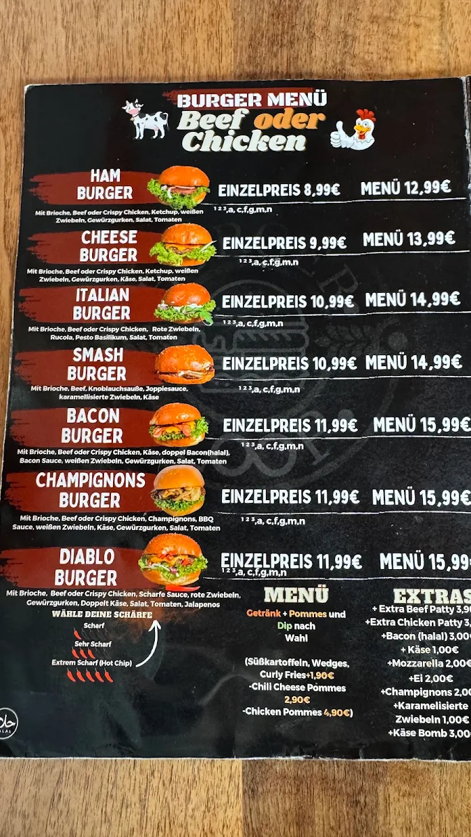 Speisekarte, Burger Loop