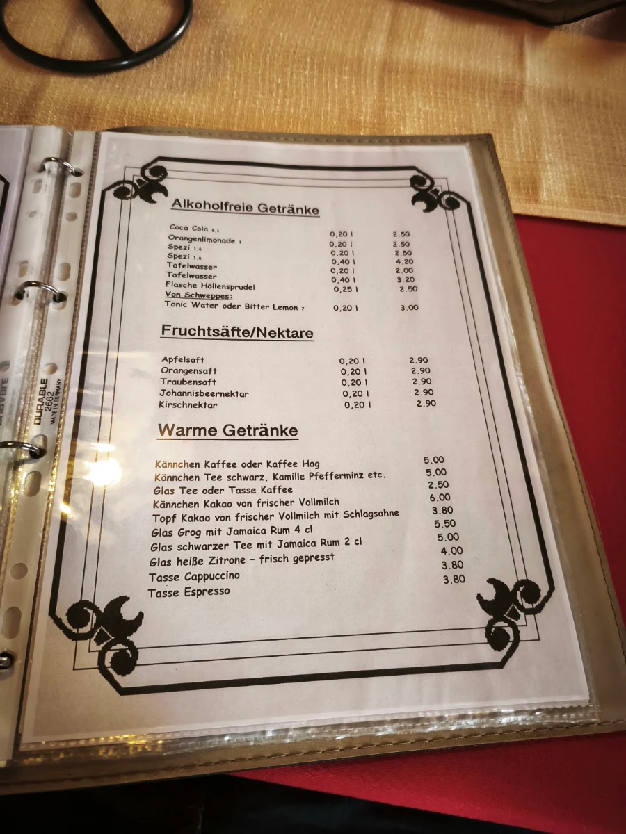 Speisekarte, Altdeutsche Bierstube