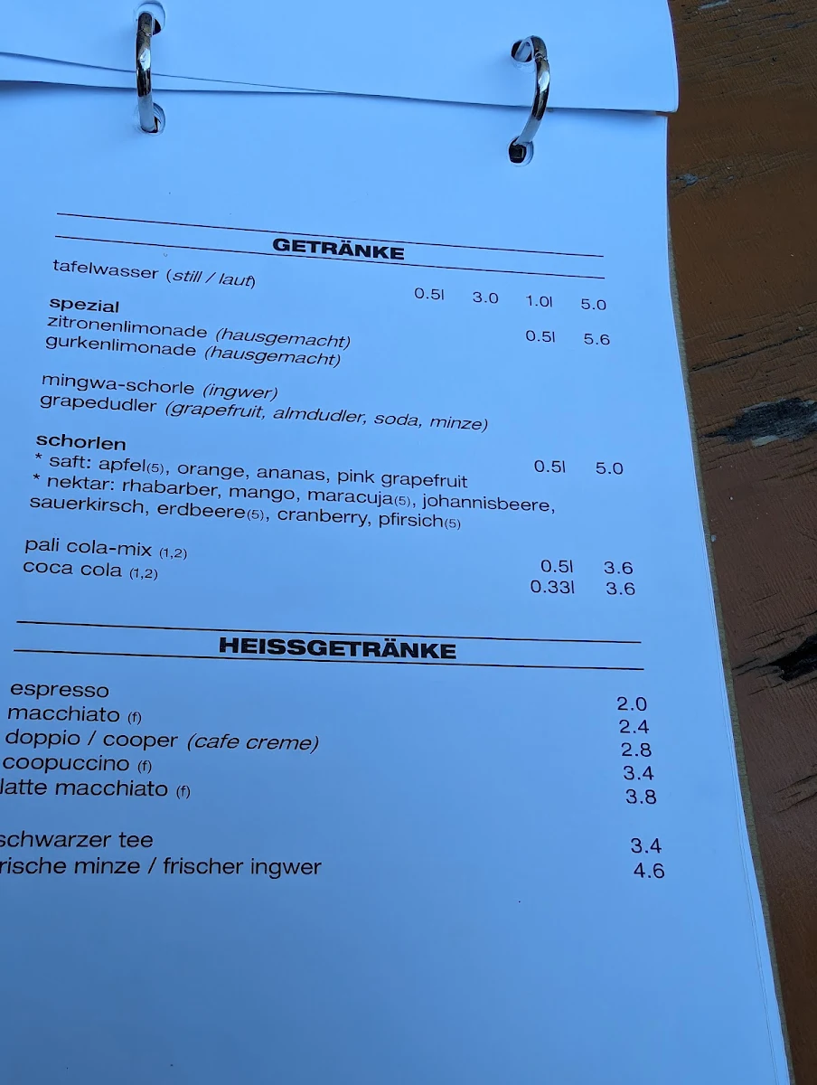Speisekarte, Cooperativa