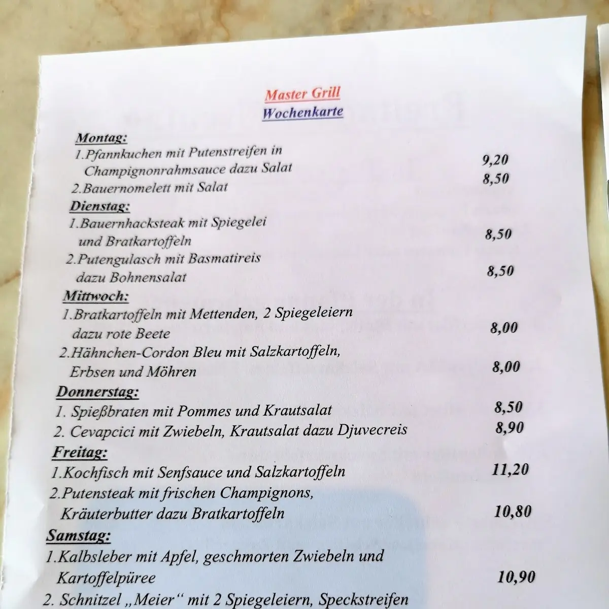 Speisekarte photo 5