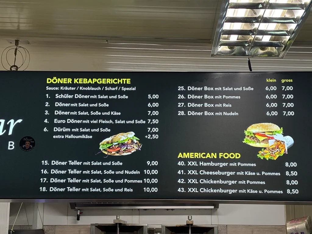 Speisekarte, Nazar Kebab