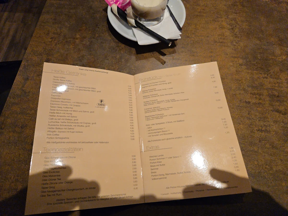 Speisekarte, Café Valentino