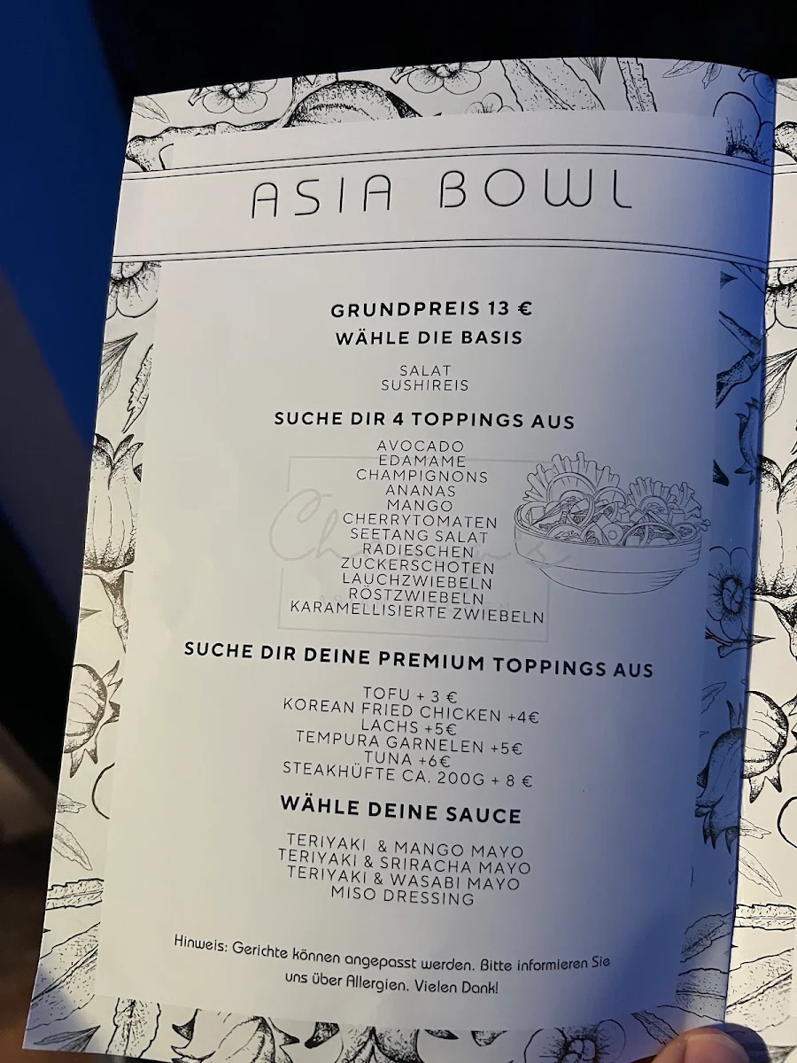 Speisekarte, Cheng's Asian Kitchen