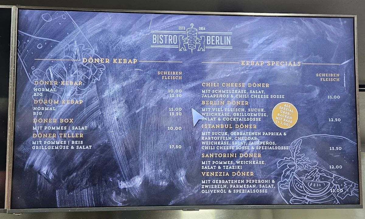 Speisekarte, Bistro Berlin