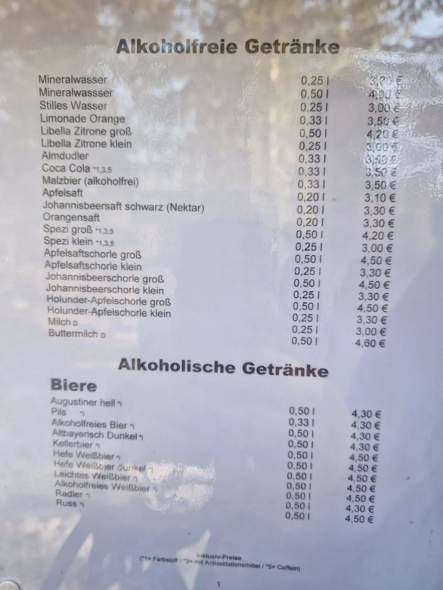 Speisekarte, Maxhütte