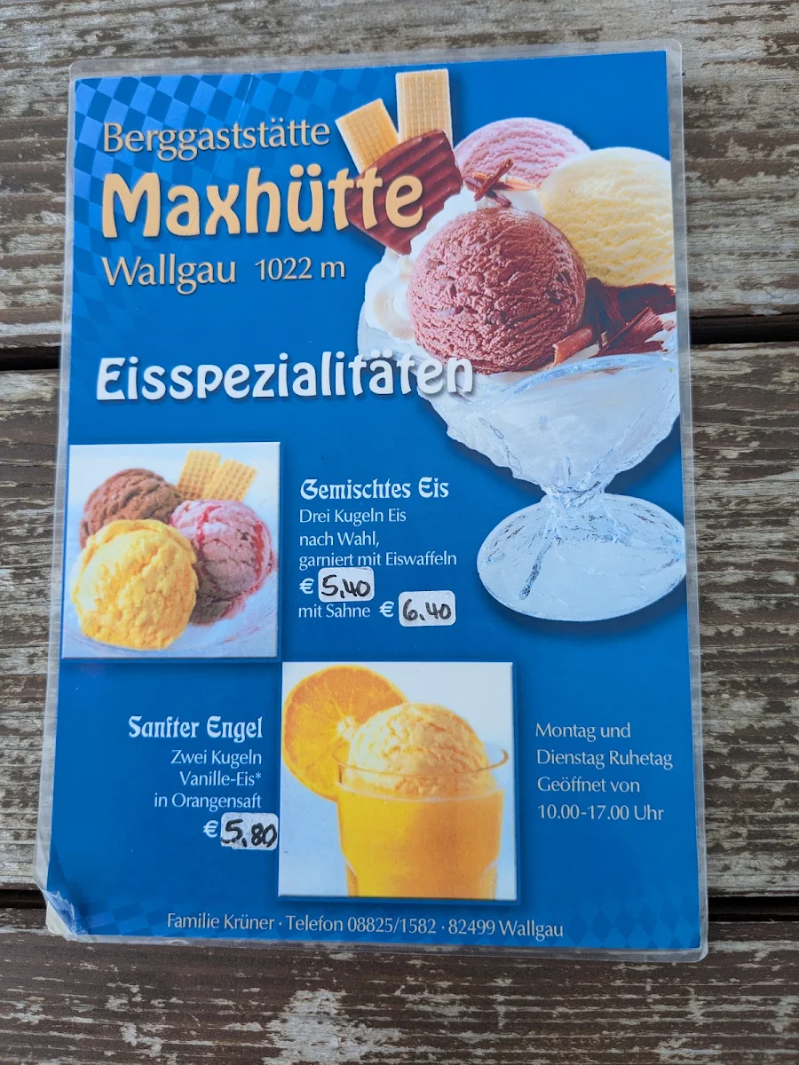 Speisekarte, Maxhütte