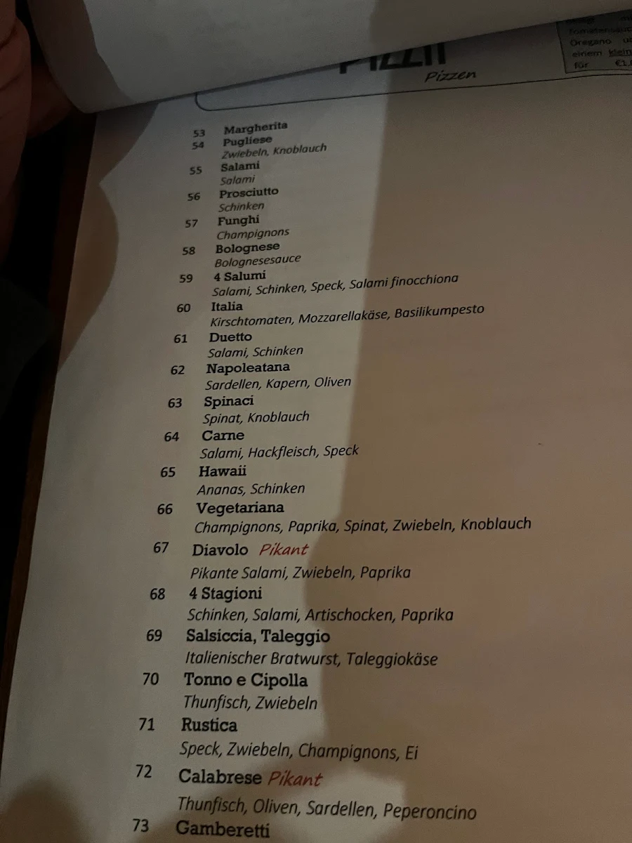 Speisekarte, Ristorante Sugo