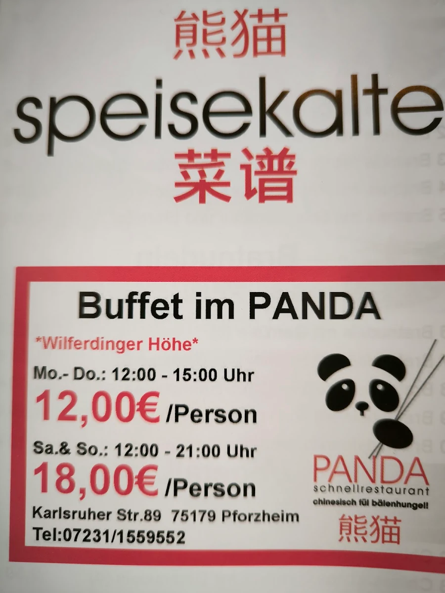 Speisekarte, Panda China Restaurant