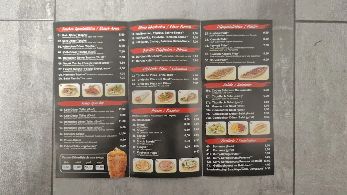 Speisekarte, Ibo's Döner