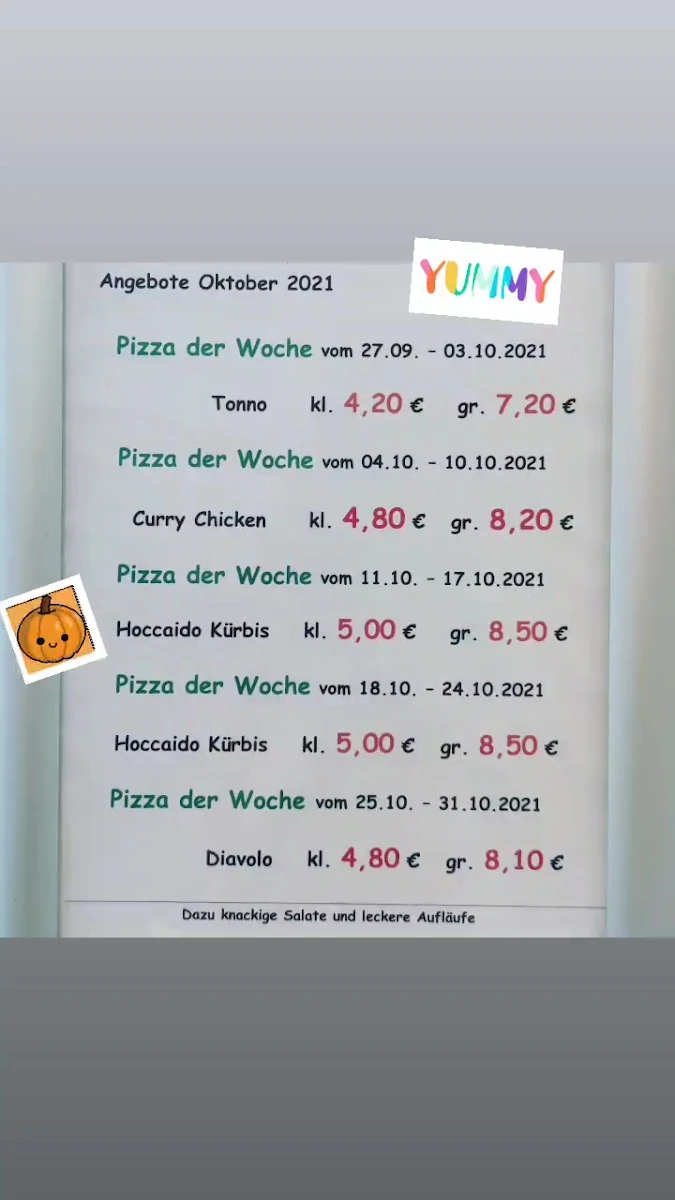 Speisekarte, PizzAmore