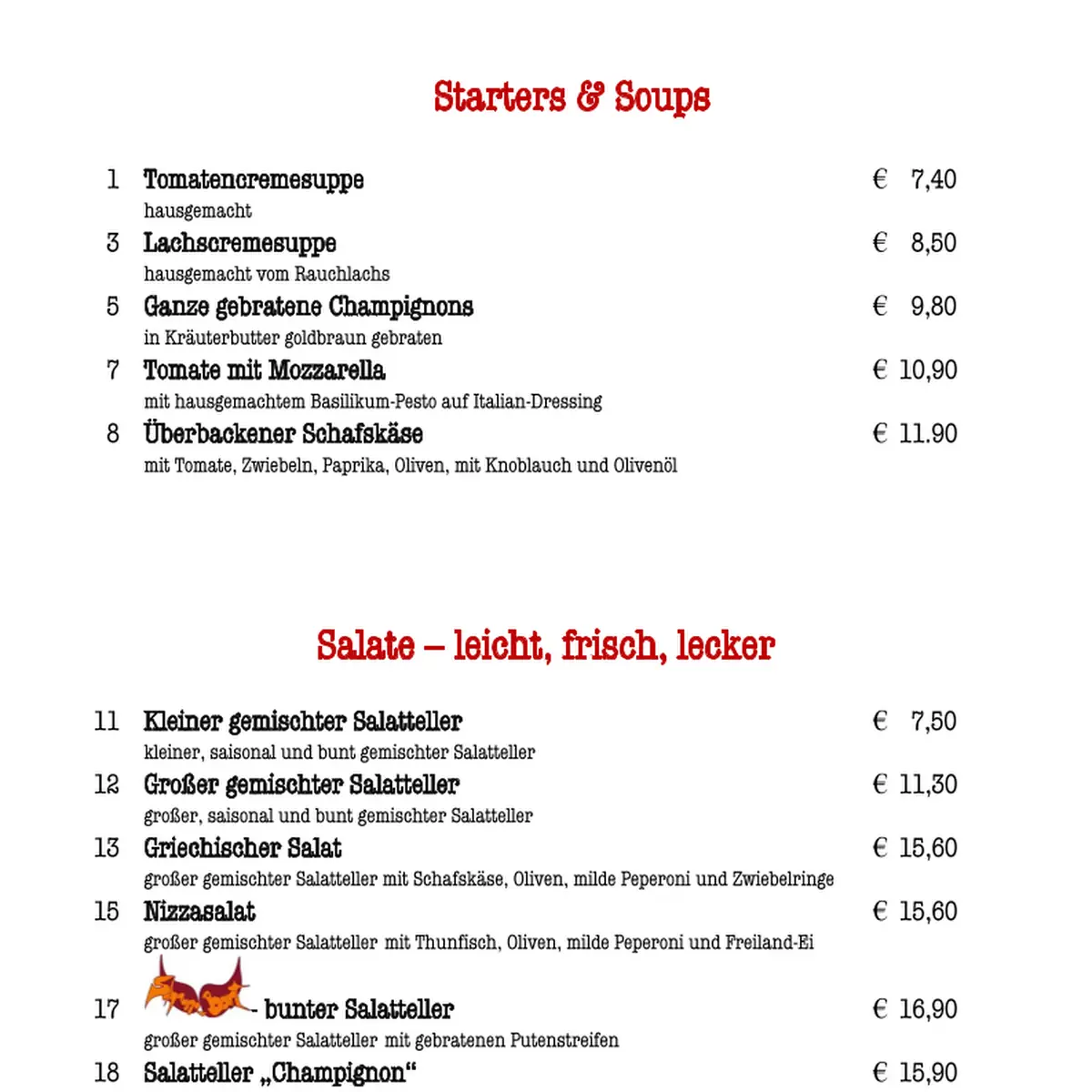 Speisekarte photo 2