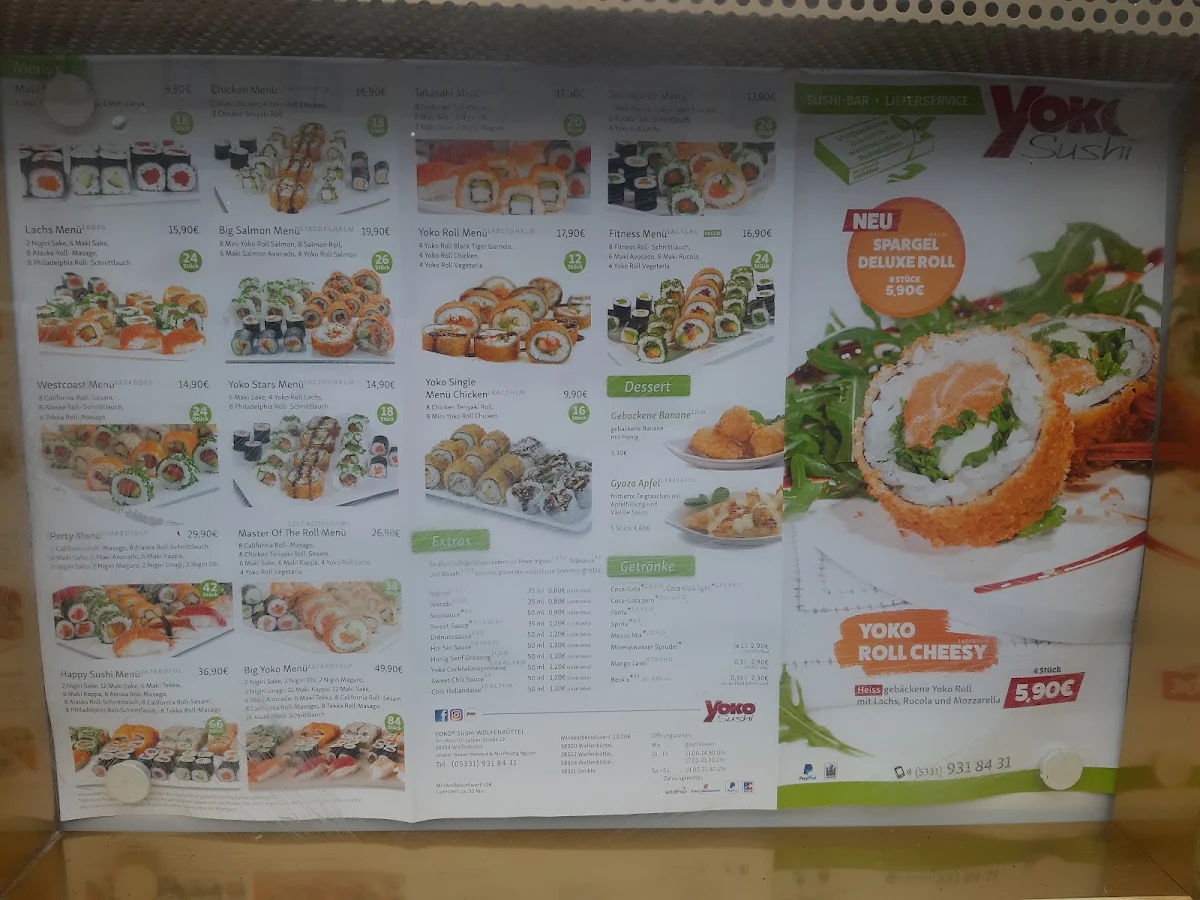 Speisekarte, Yoko Sushi Lieferservice Wolfenbüttel