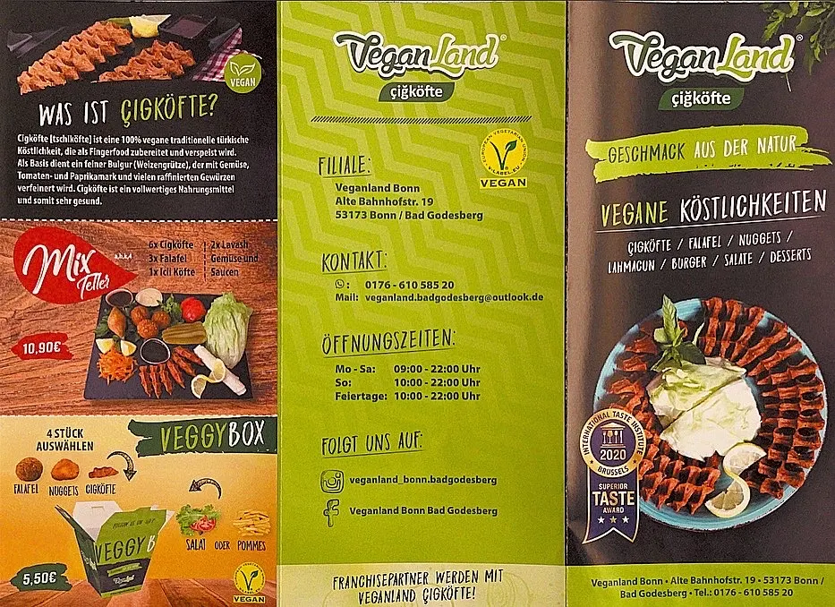 Speisekarte, Veganland Çigköfte