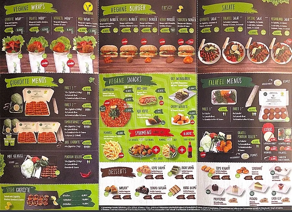 Speisekarte, Veganland Çigköfte