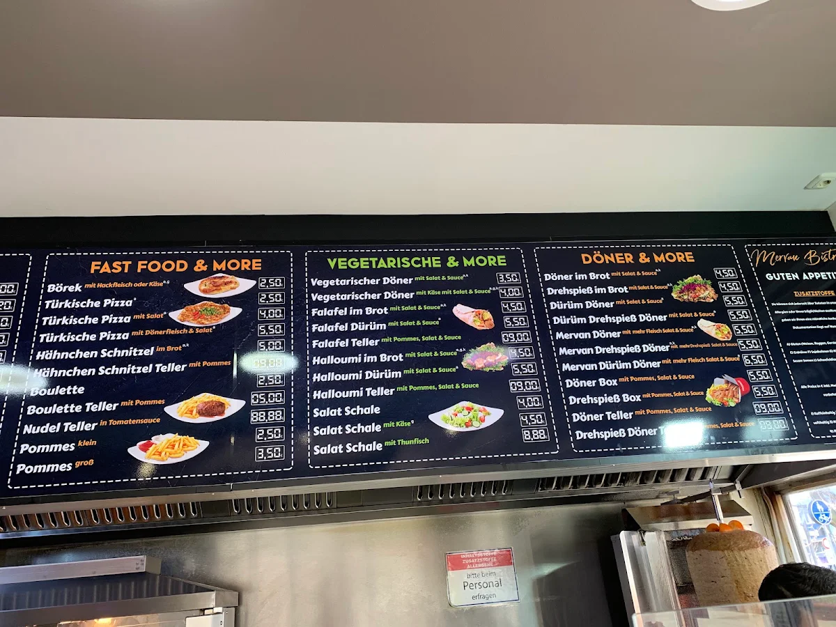 Speisekarte, Mervan Bistro