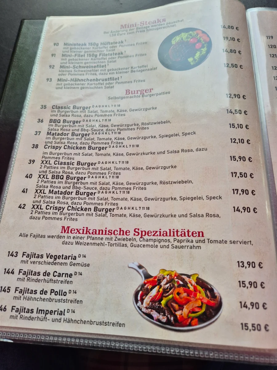 Speisekarte, Matador