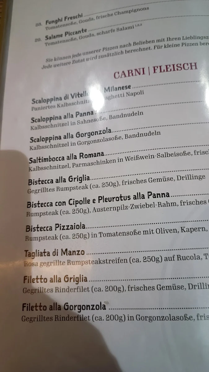 Speisekarte, Ristorante Da Carlo