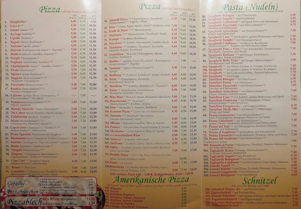 Speisekarte, Pizzeria Ciao Ciao