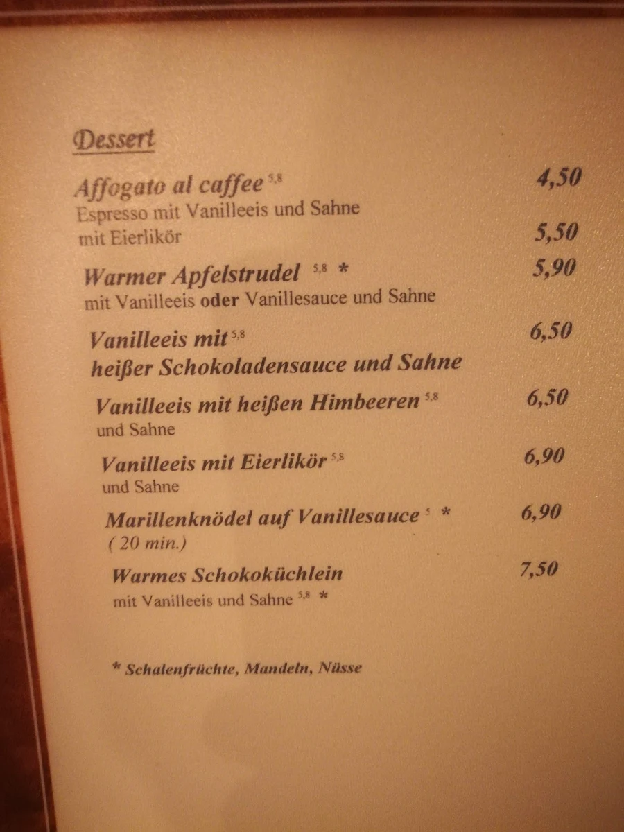 Speisekarte, Theaterklause