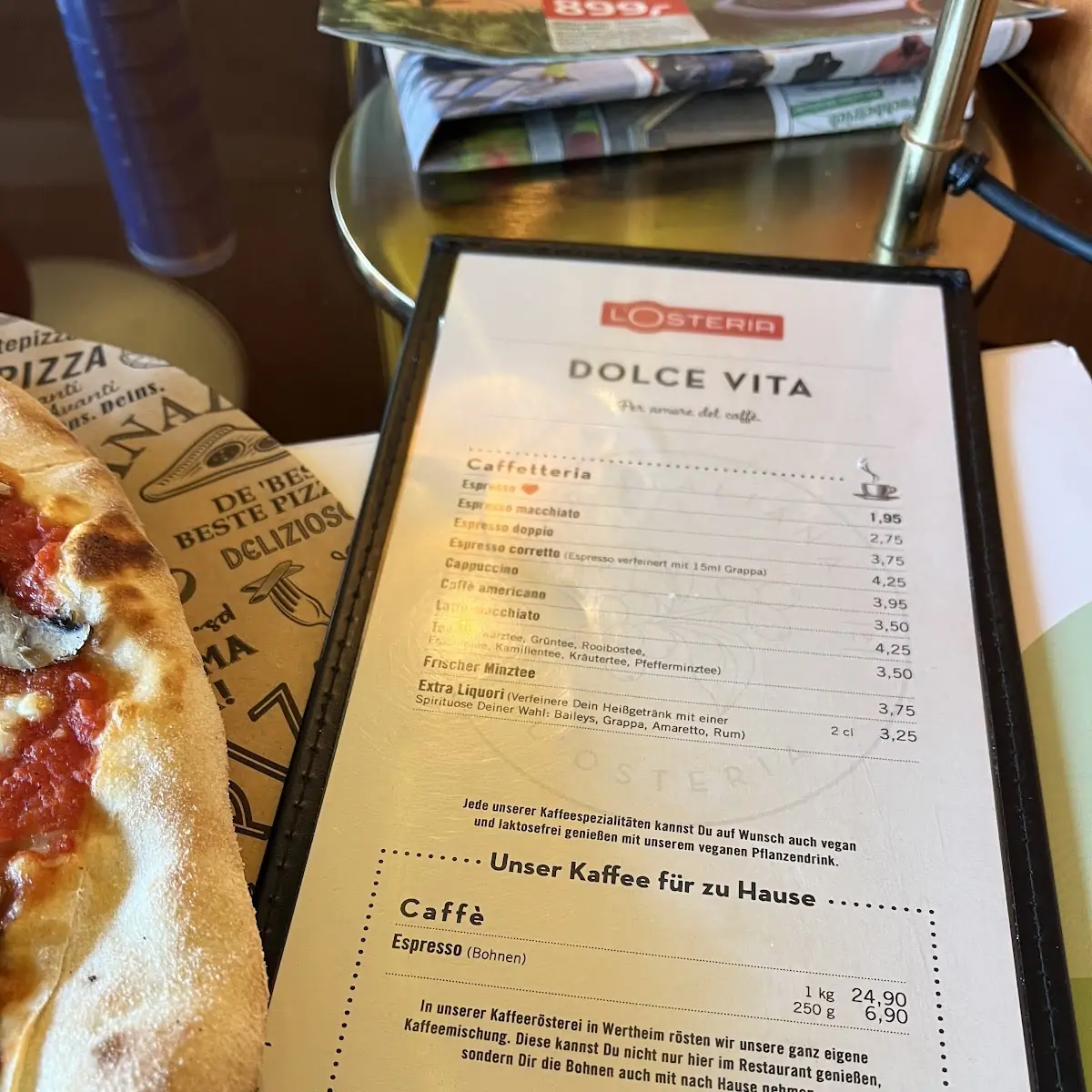 Speisekarte, L'Osteria Pforzheim