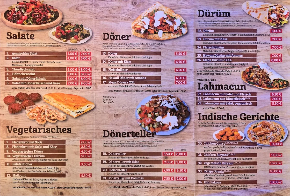 Speisekarte, Döner - Dürüm Kebab Haus Großpostwitz