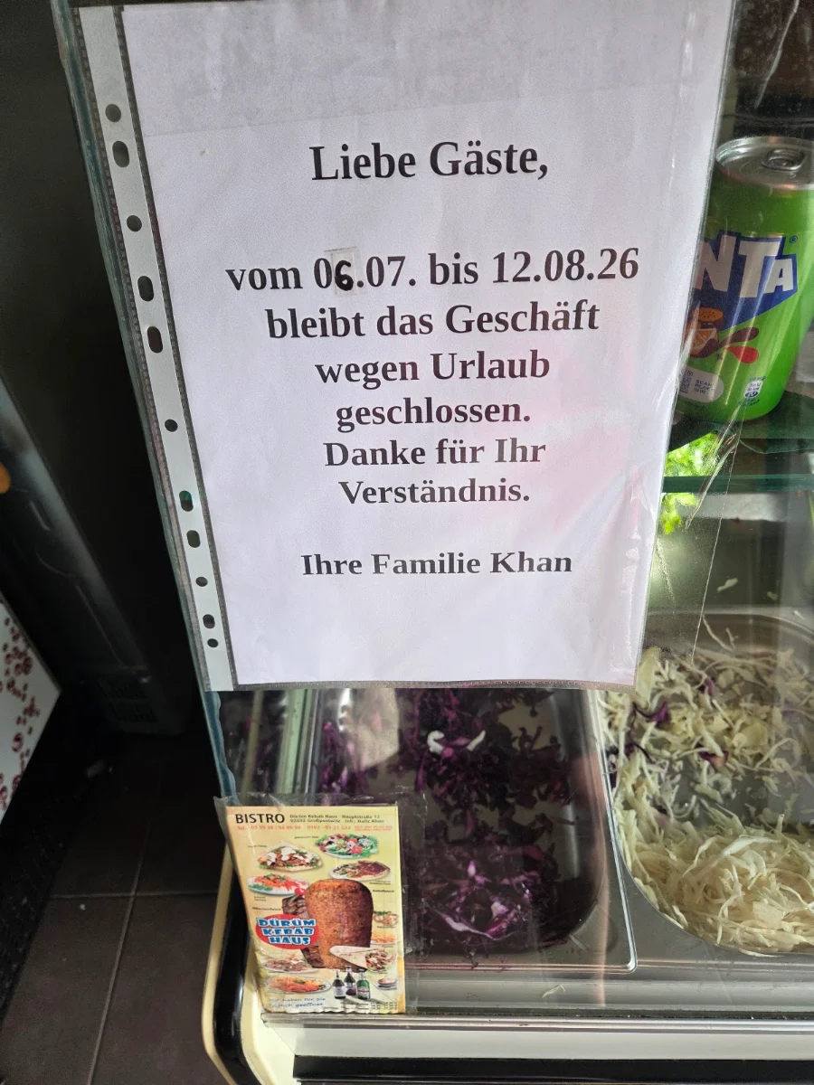 Speisekarte, Döner - Dürüm Kebab Haus Großpostwitz