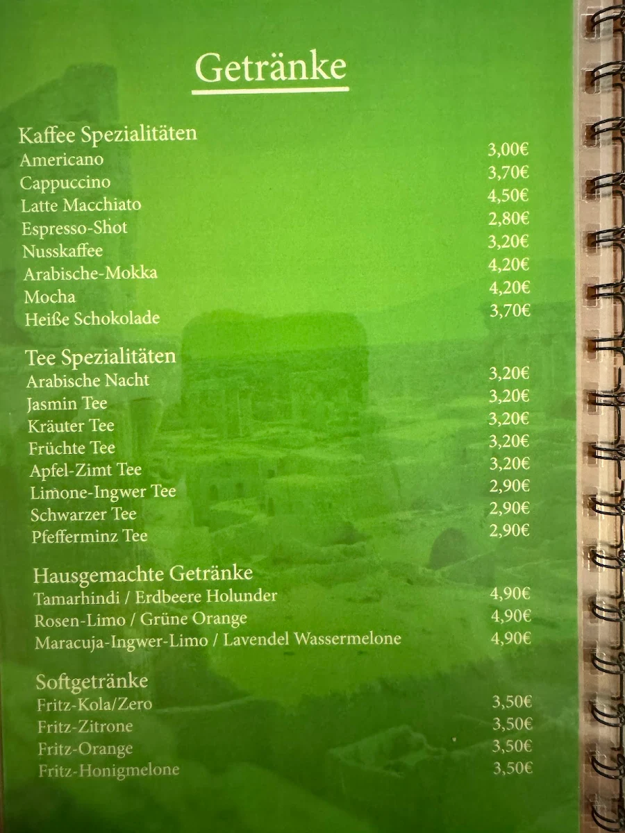 Speisekarte, Restaurant Palmyra