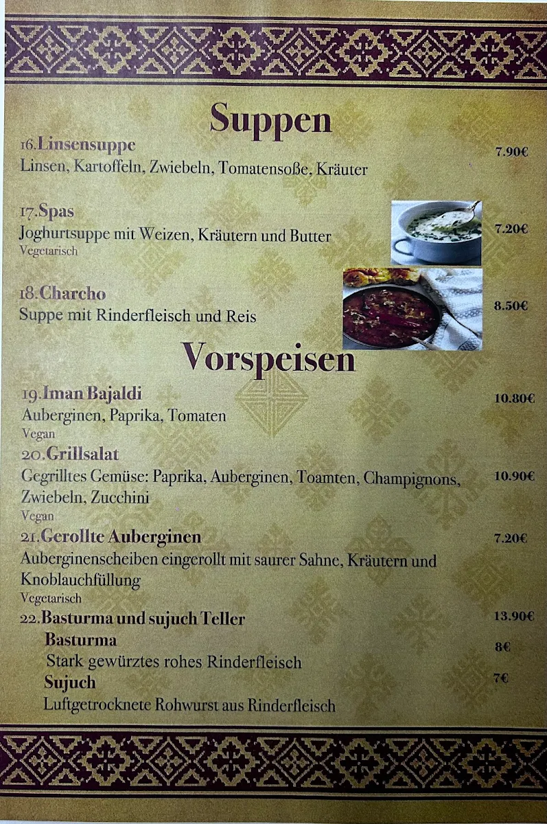 Speisekarte, Restaurant Armans