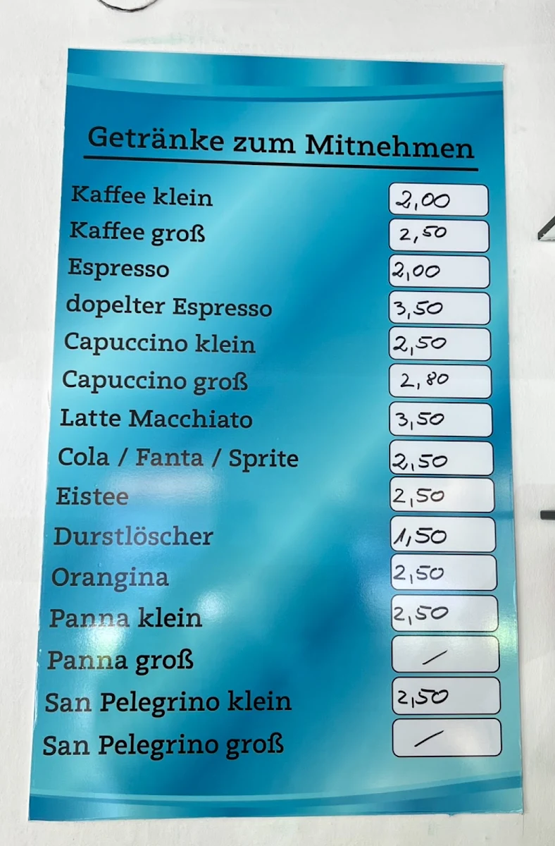 Speisekarte, La Gelateria Romana