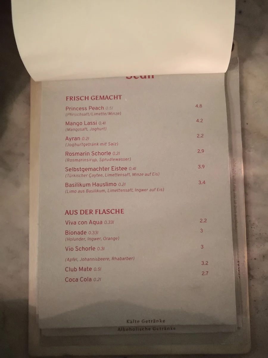 Speisekarte, Sedir Café & Bar