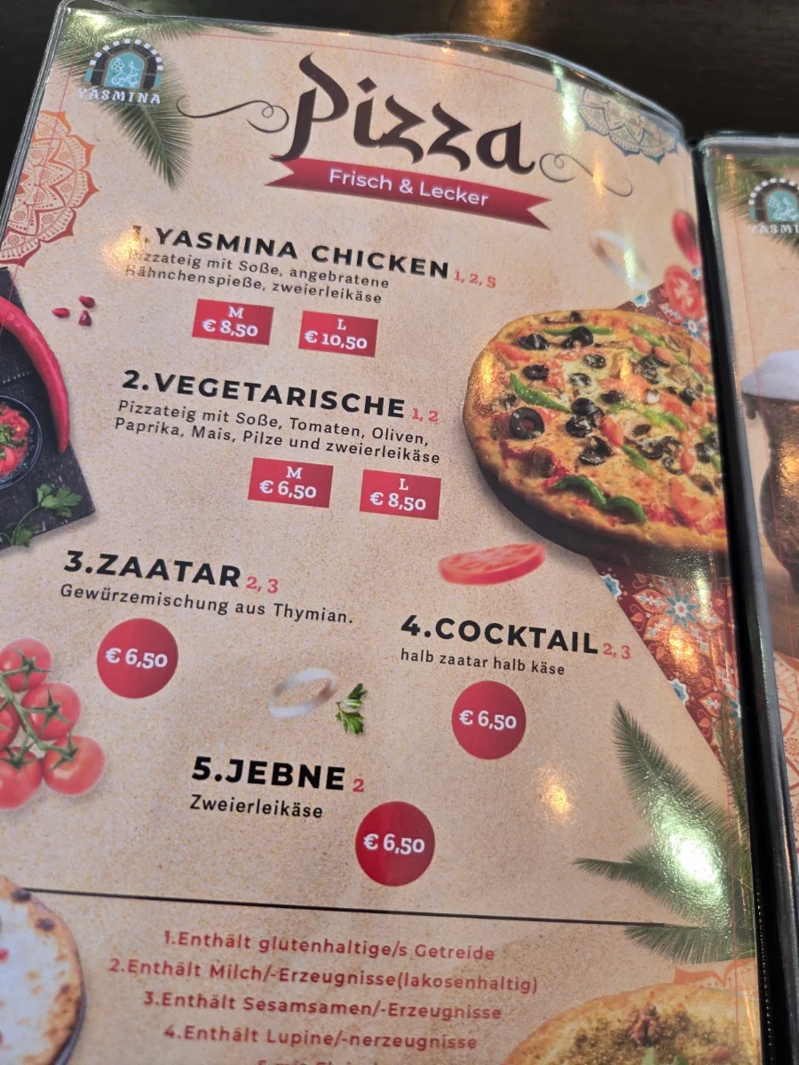 Speisekarte, Yasmina