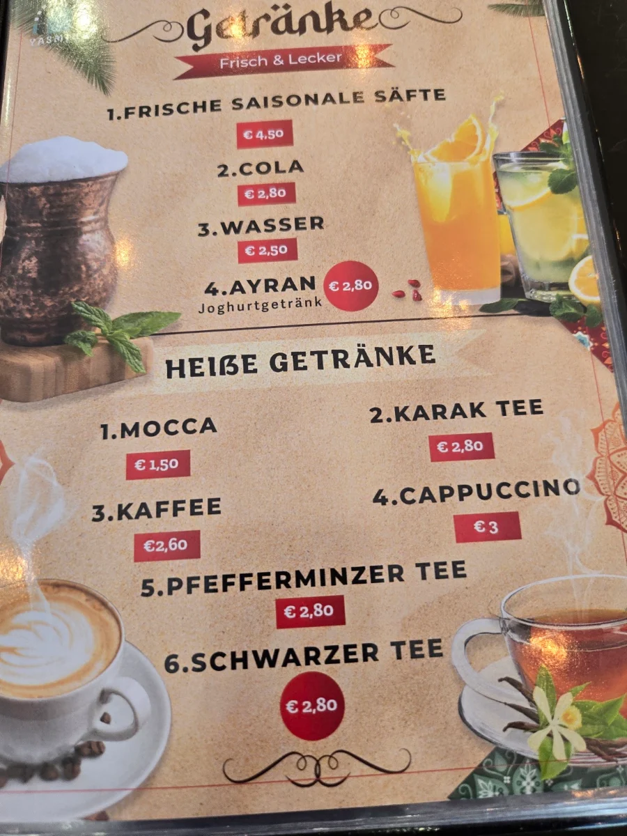 Speisekarte, Yasmina