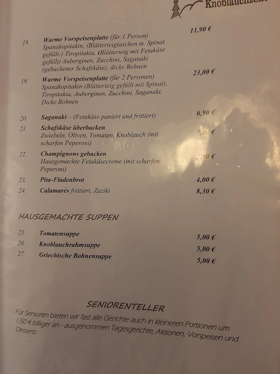 Speisekarte, Restaurant Knoblauchzehe