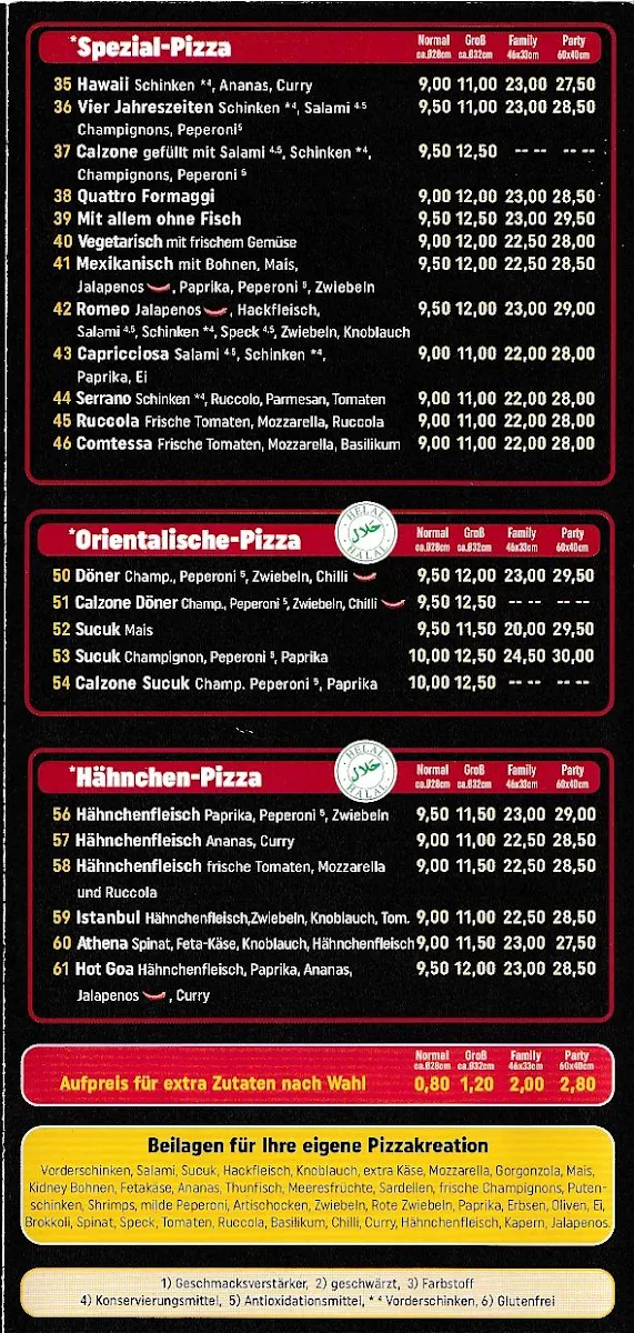 Speisekarte, Majid’s Pizza Anhausen