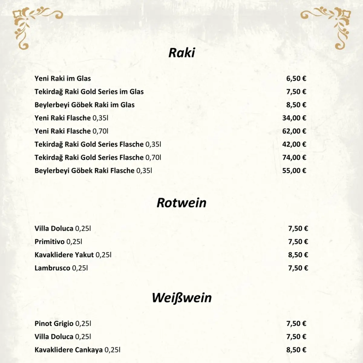 Speisekarte, Restaurant Grillhaus Butzbach