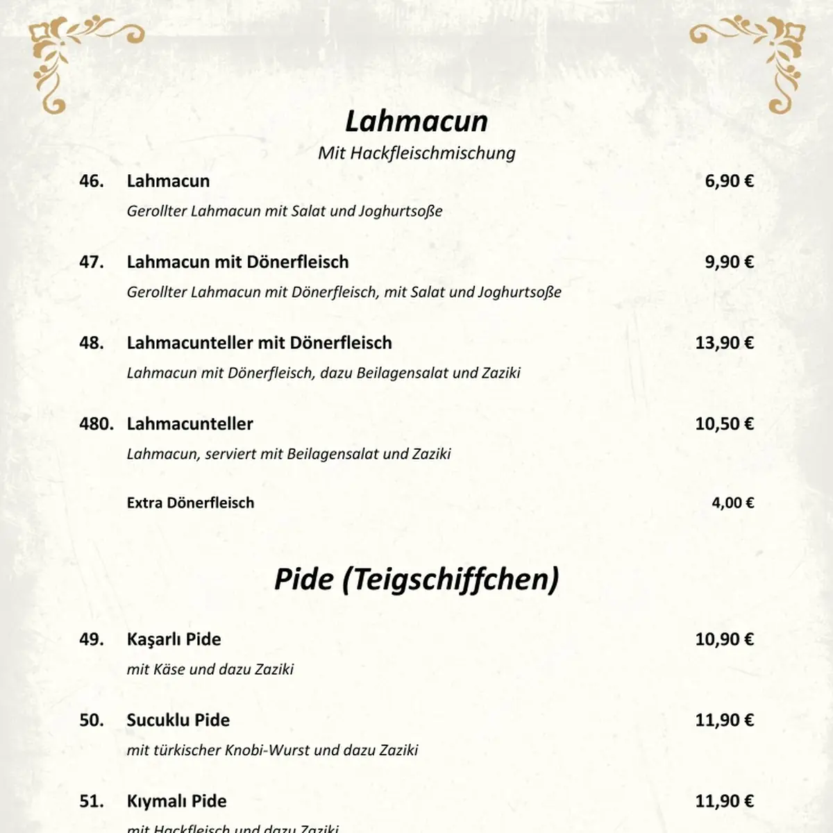 Speisekarte, Restaurant Grillhaus Butzbach