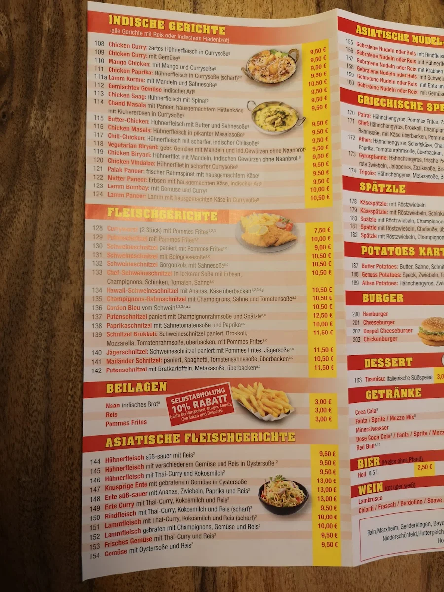 Speisekarte, Pizza Service Rain Am Lech
