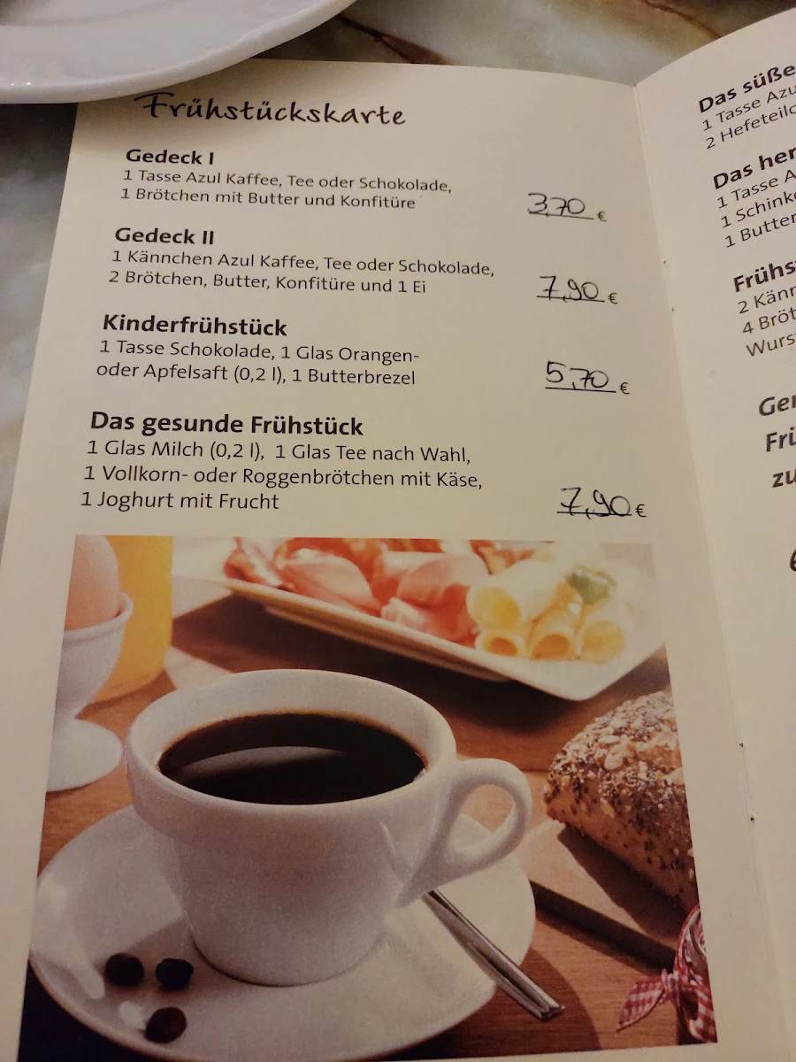 Speisekarte, Café Müller