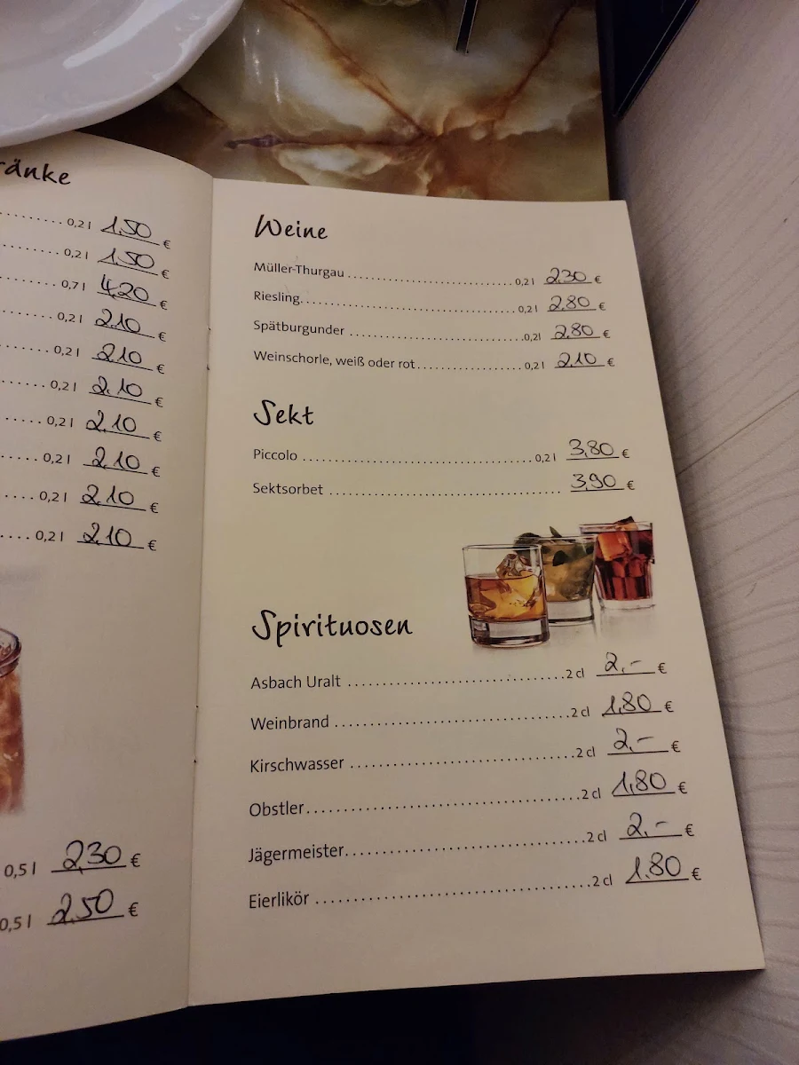 Speisekarte, Café Müller