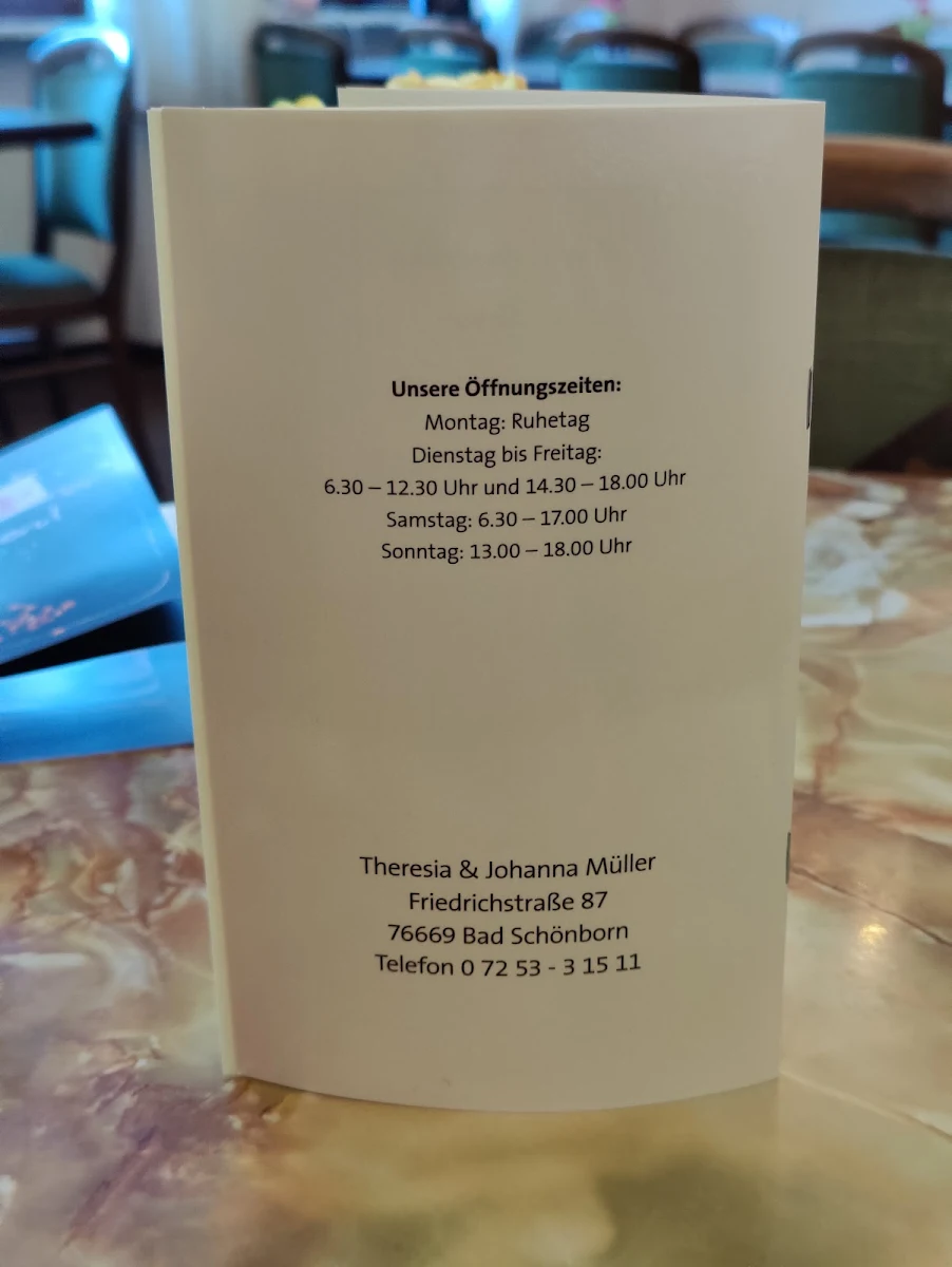 Speisekarte, Café Müller