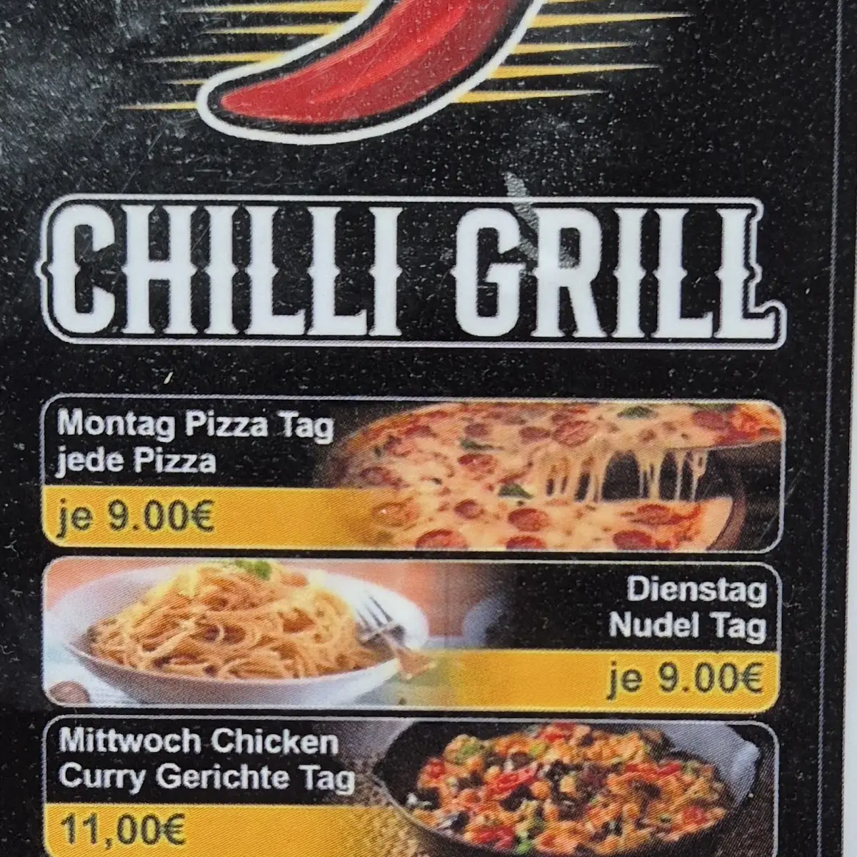 Speisekarte, Chilli Grill Kreuztal