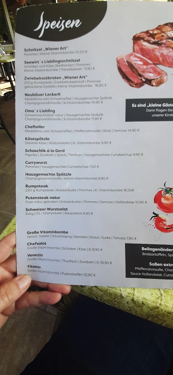 Speisekarte, SEEWIRT - Restaurant & Café