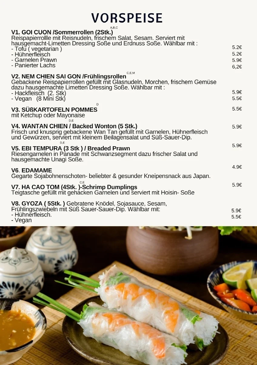 Speisekarte, Sen Village Restaurant Schwarzheide