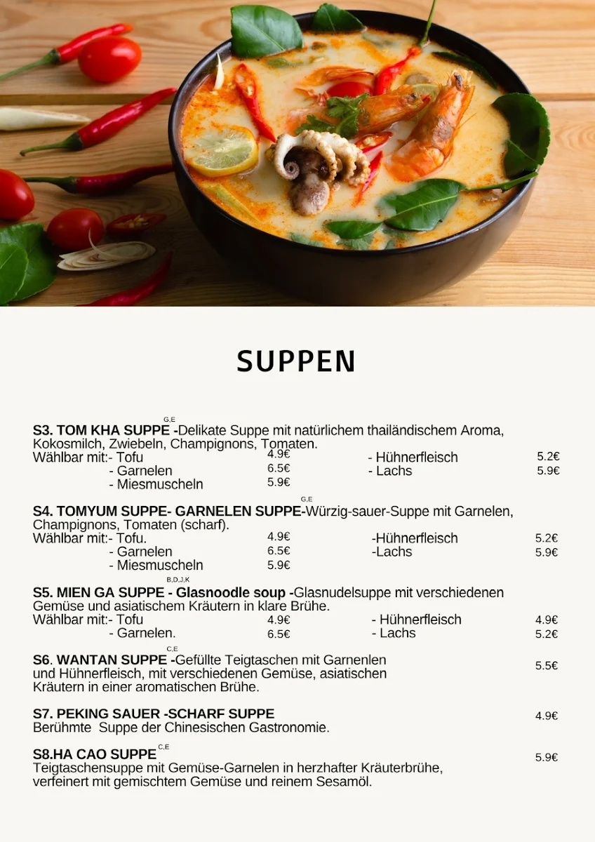 Speisekarte, Sen Village Restaurant Schwarzheide