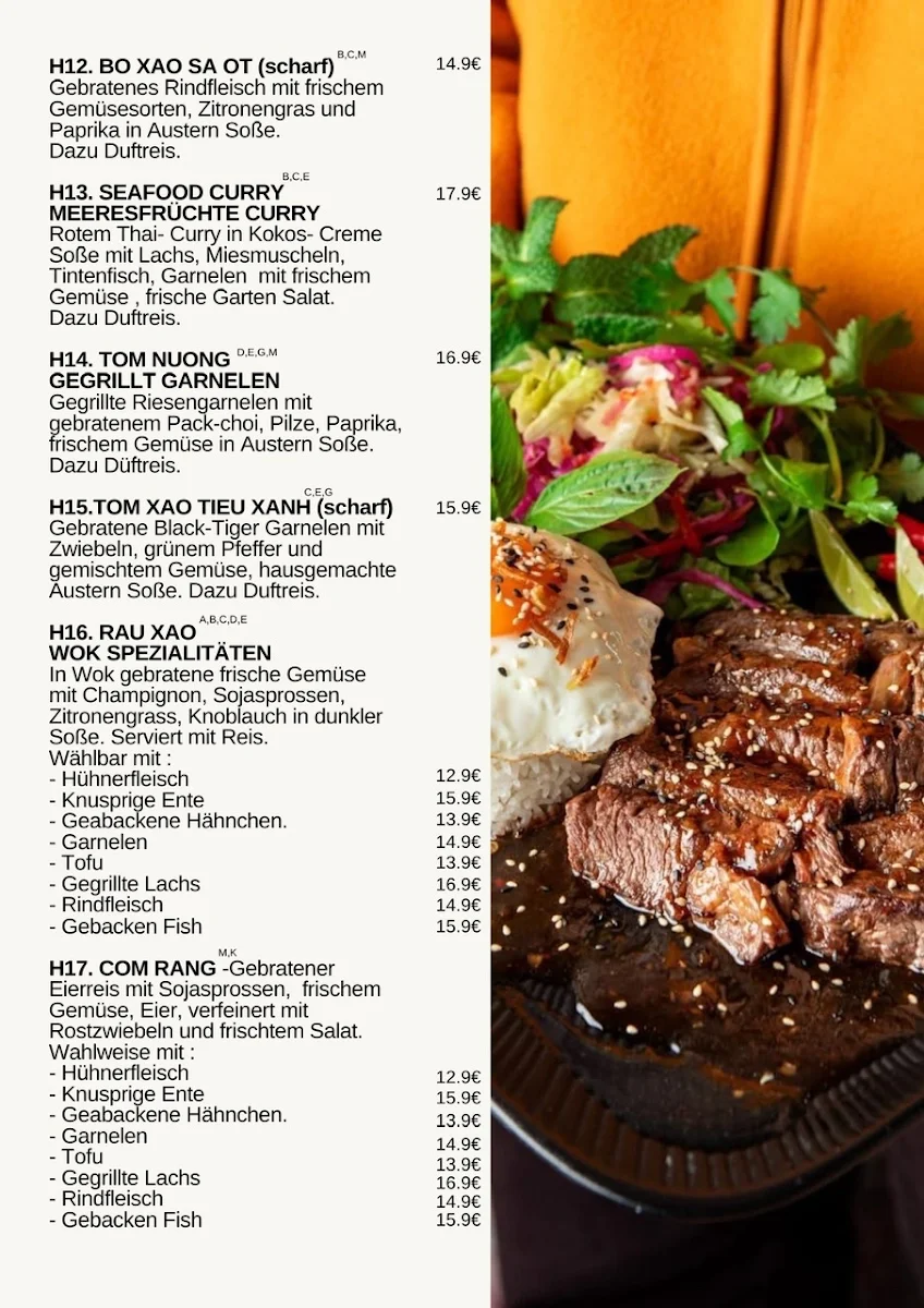Speisekarte, Sen Village Restaurant Schwarzheide