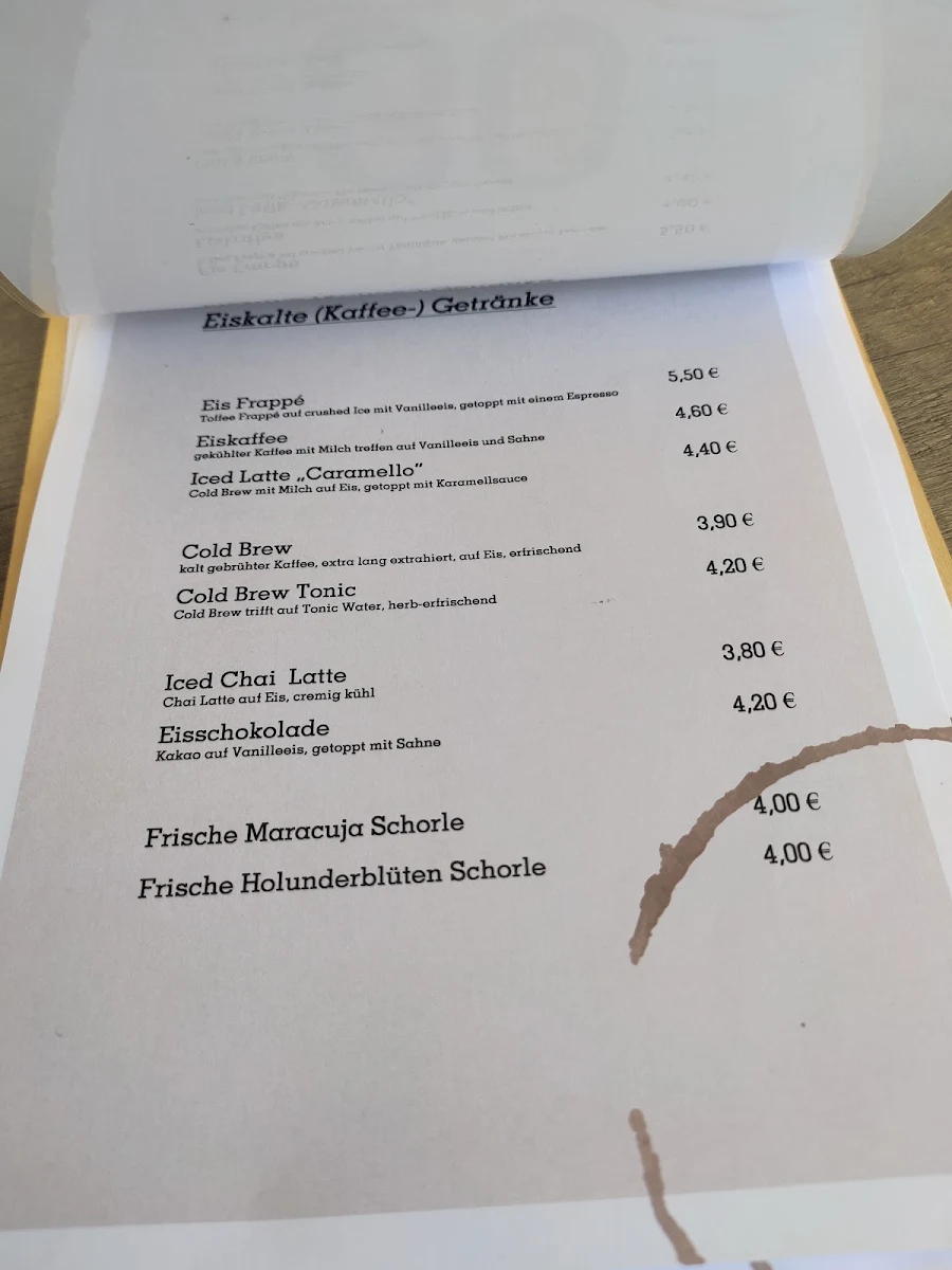 Speisekarte, Kaffeerösterei Pagnia