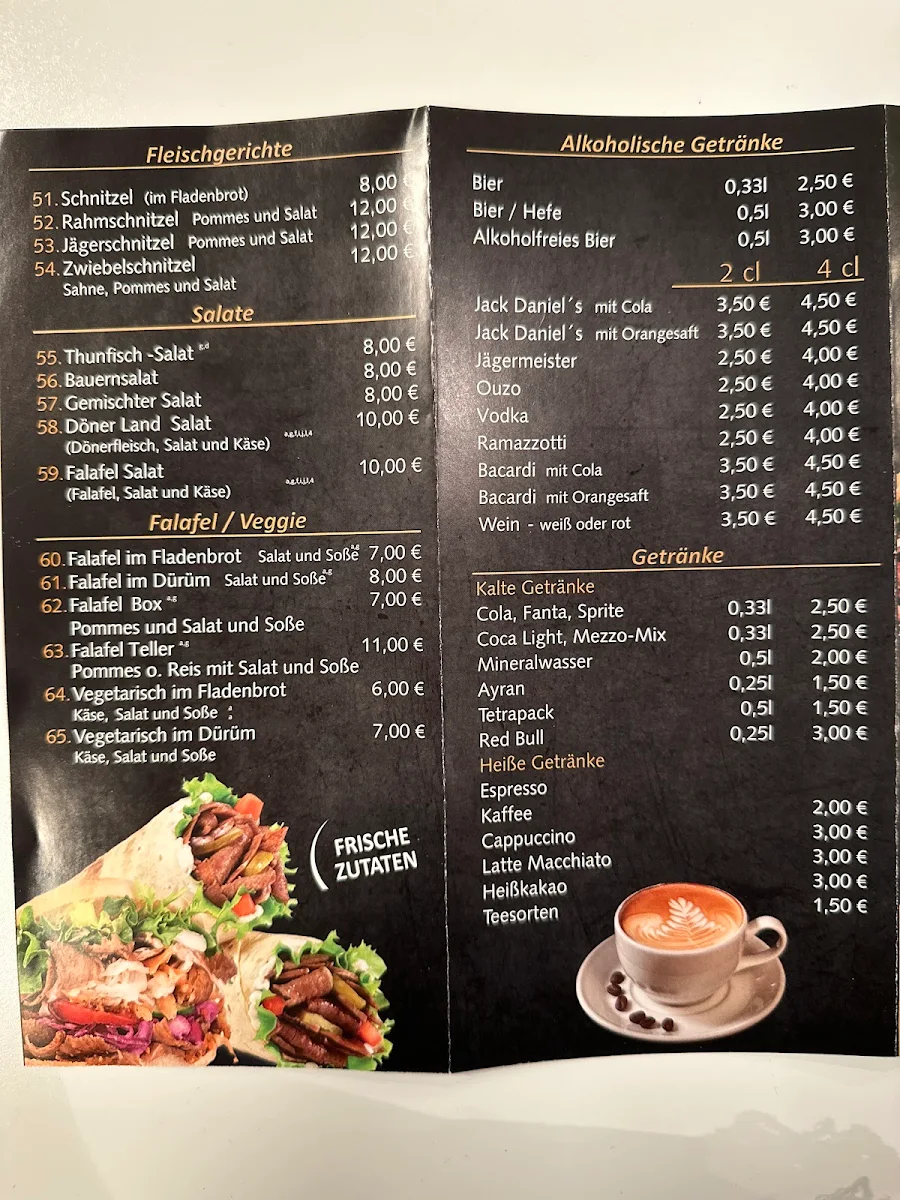 Speisekarte, Döner Land